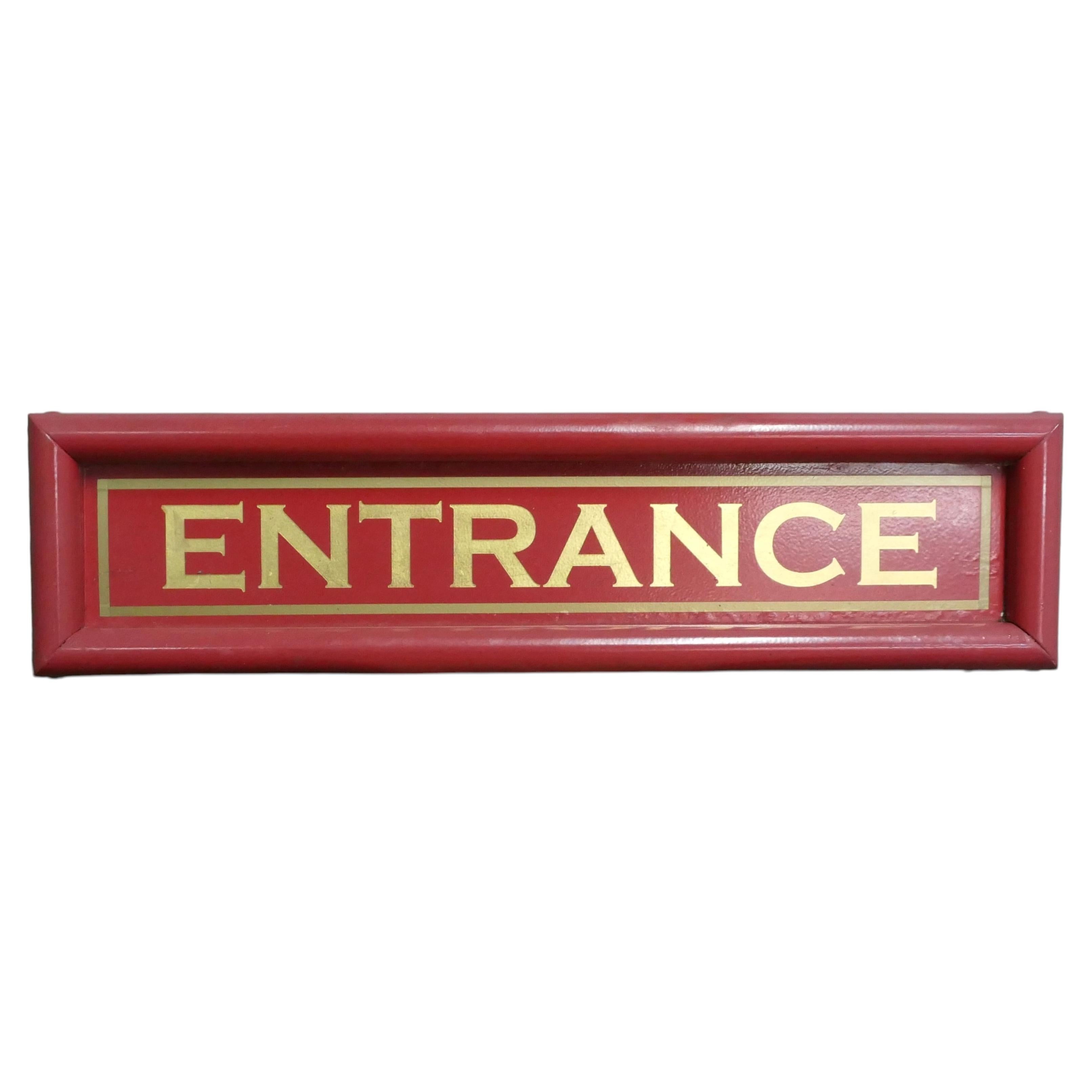 Hand Painted Red and Gold Leaf Entrance Sign For Sale
