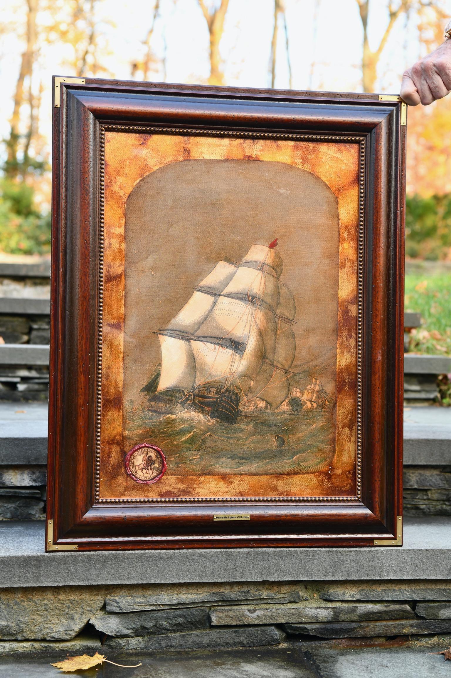 Hand Painted Replica of Mercantile Inglese XVIII In Excellent Condition For Sale In Brooklyn, NY