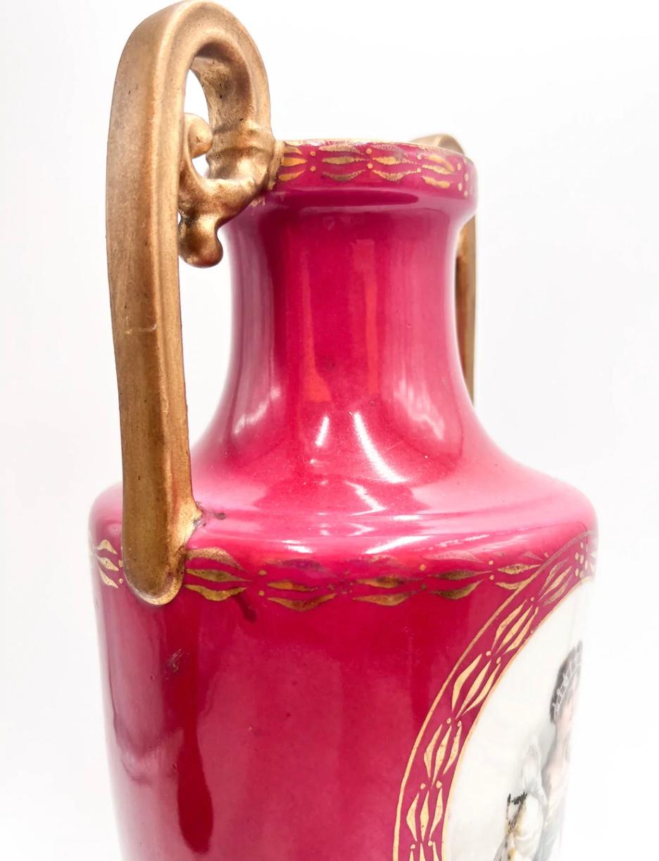 Hand painted ceramic vase, made by Richard Ginori in the XIX Century

Very good conditions, minor fadings due to time.

Famous Italian Company of lombard origin founded in 1896 when the Marquis Carlo Ginori, passionate about white gold, arrives