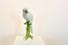 Escultura de cerámica italiana de loro Ronzan pintada a mano