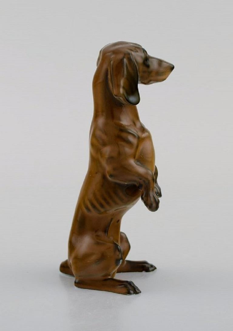 Hand-Painted Rosenthal Porcelain Figurine, Standing Dachshund, Mid-20th Century In Excellent Condition In Copenhagen, DK