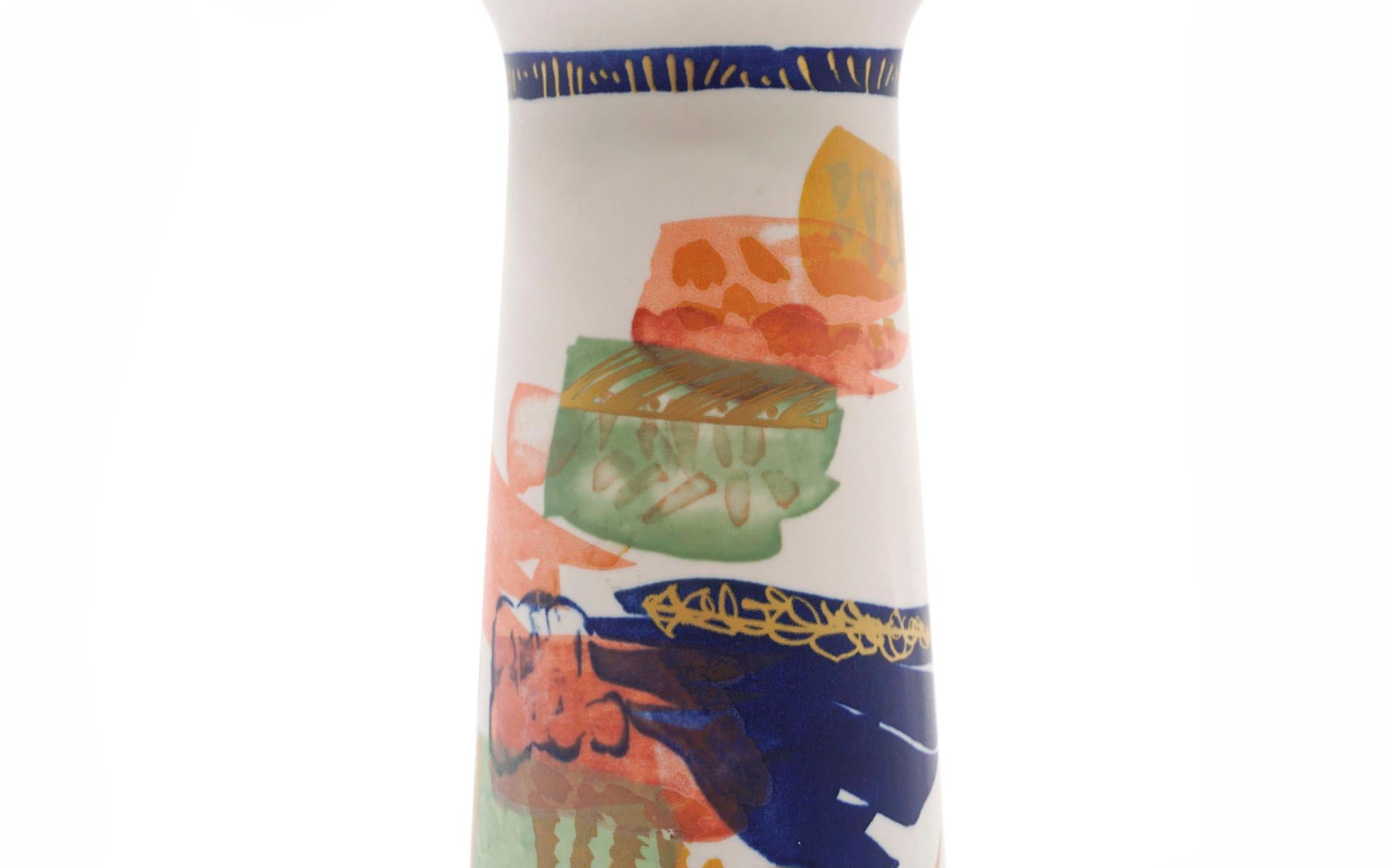 German Hand Painted Rosenthal Vase in Multicolors For Sale
