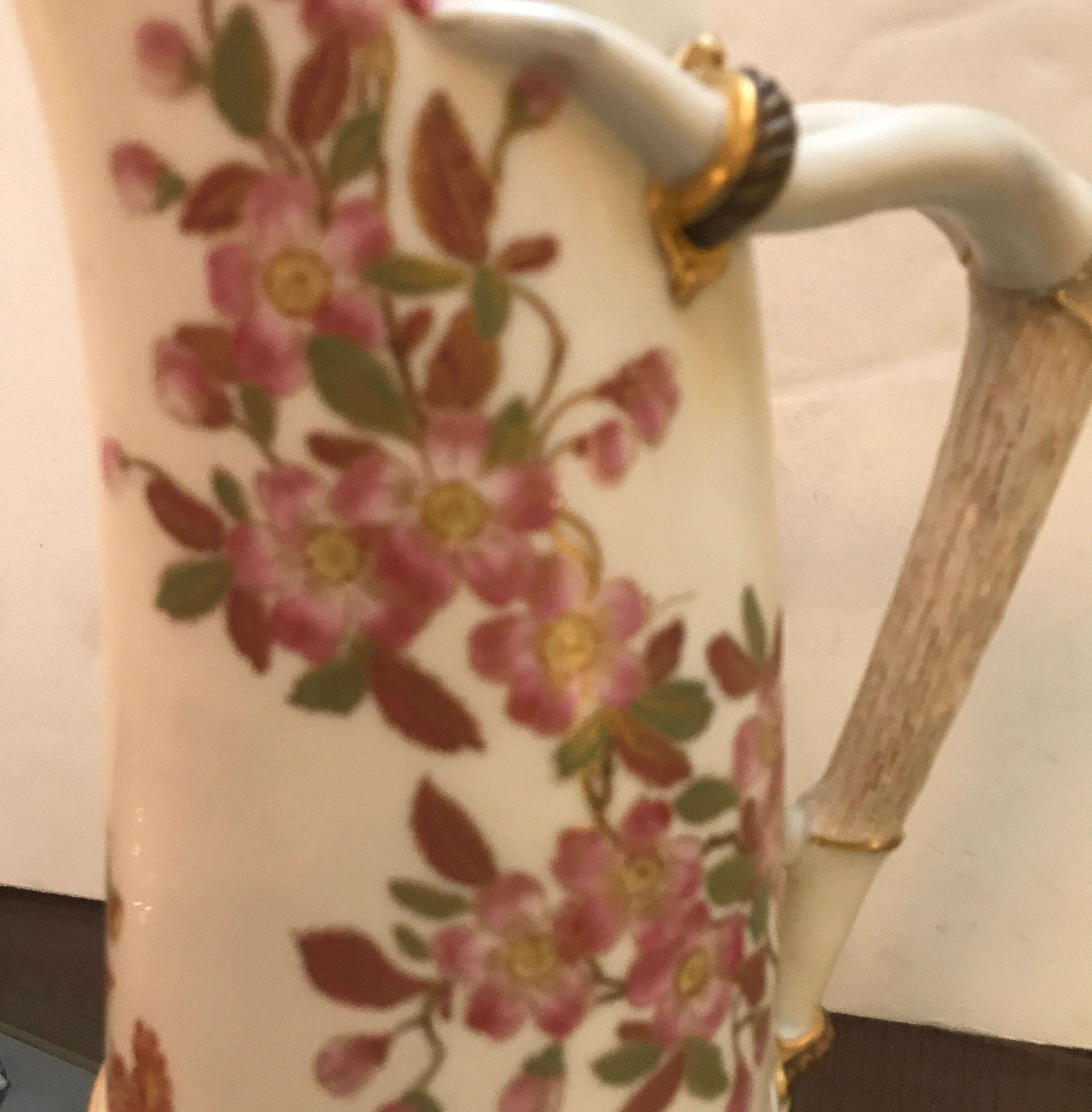English Hand Painted Royal Worcester Pitcher Year Mark, 1888
