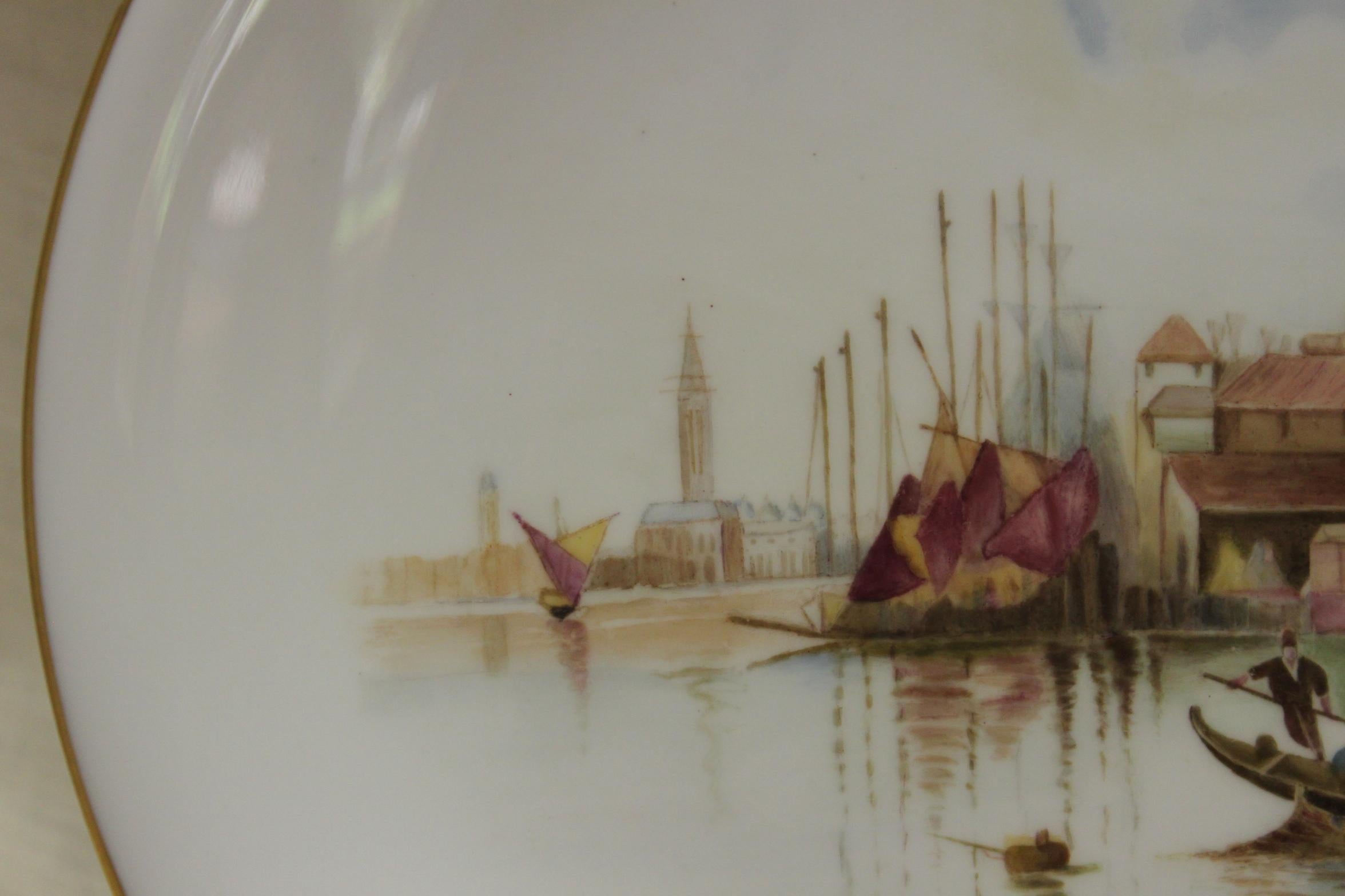 Édouardien Assiette Royal Worcester peinte à la main par Raymond Rushton en vente