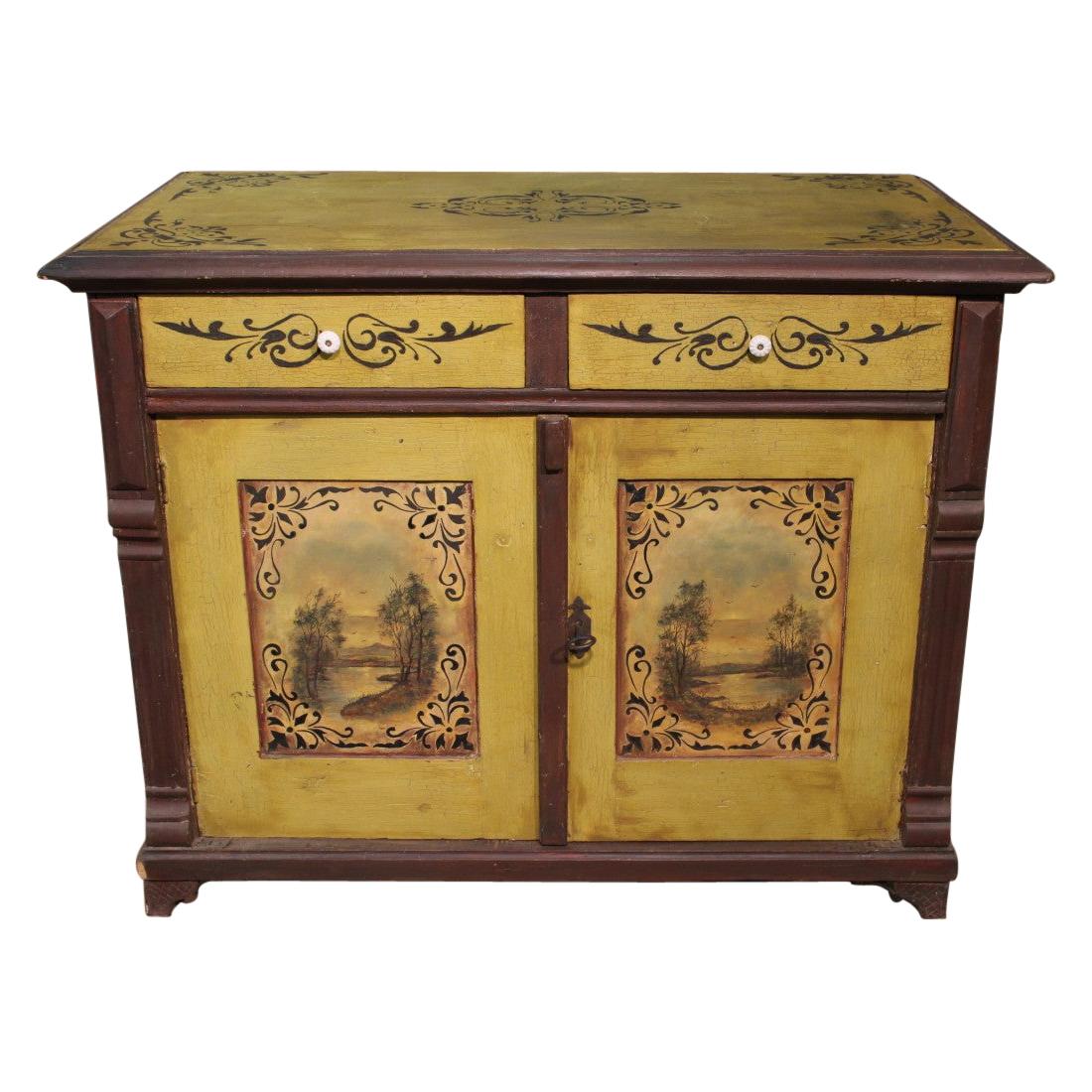 Hand Painted Rustic Sideboard, 20th Century For Sale