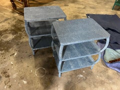 Hand painted "Sarah" side tables in Blue Ostrich by The Fabulous Things