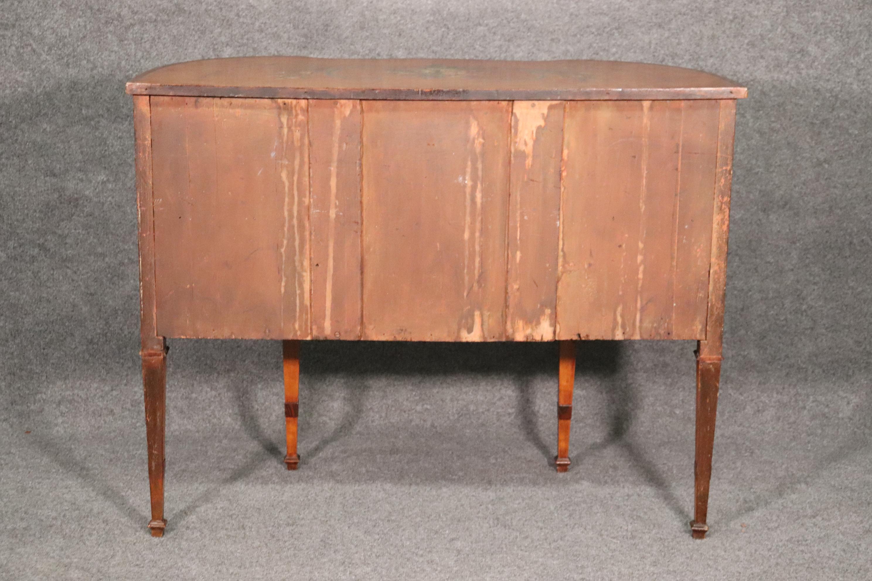Hand Painted Satinwood English Adams Style Sideboard Buffet Server Circa 1920s 6