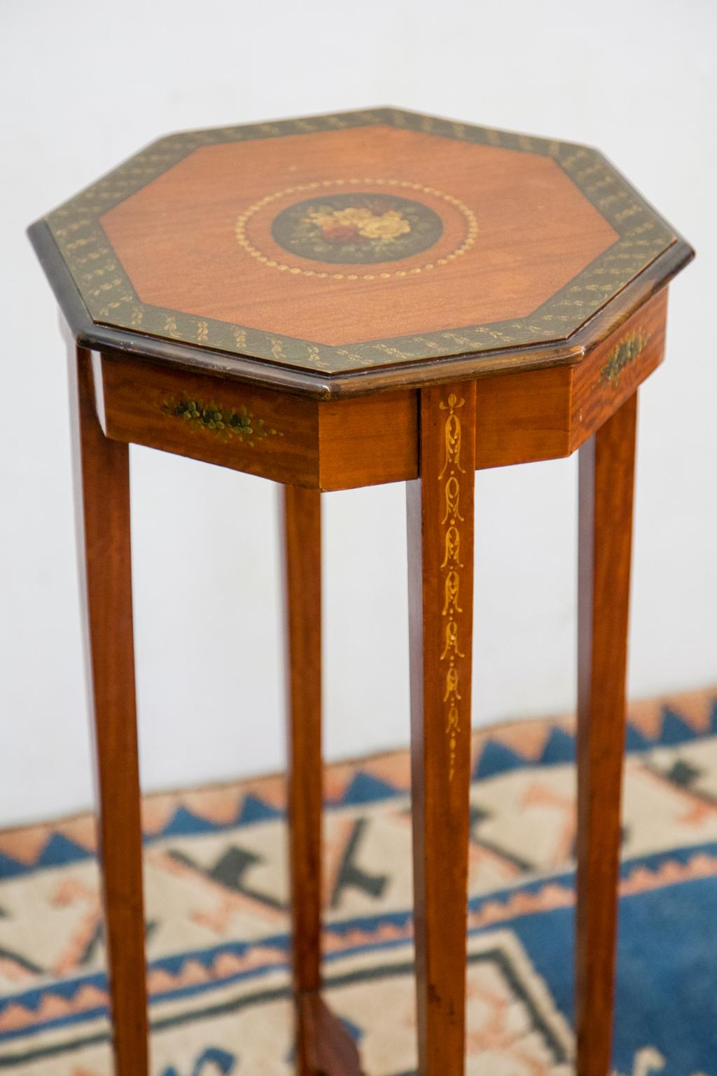 Hand Painted Satinwood Stand In Good Condition For Sale In Wilson, NC