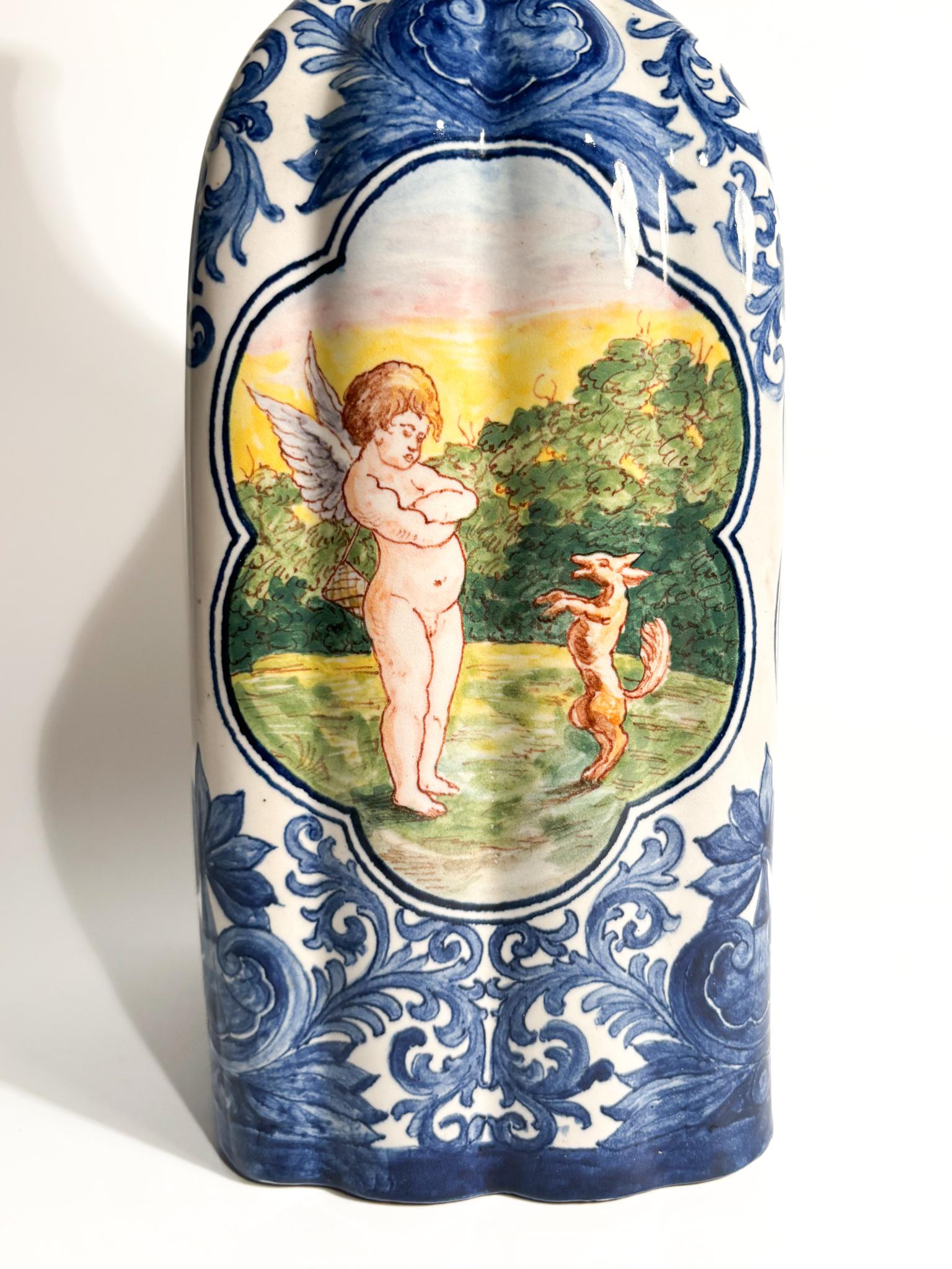 italien Vase en céramique de Savona peint à la main des années 1940 en vente