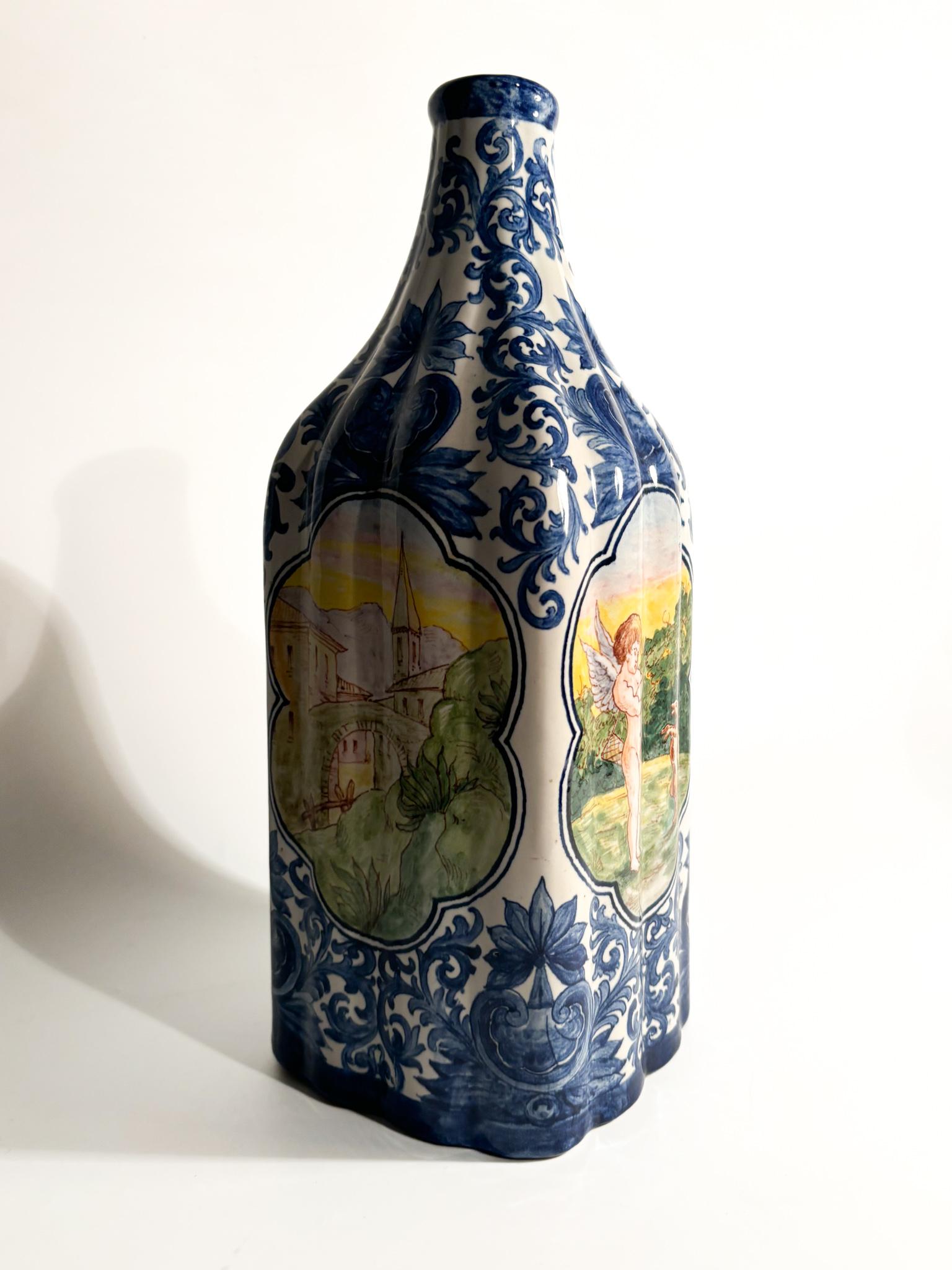 Milieu du XXe siècle Vase en céramique de Savona peint à la main des années 1940 en vente