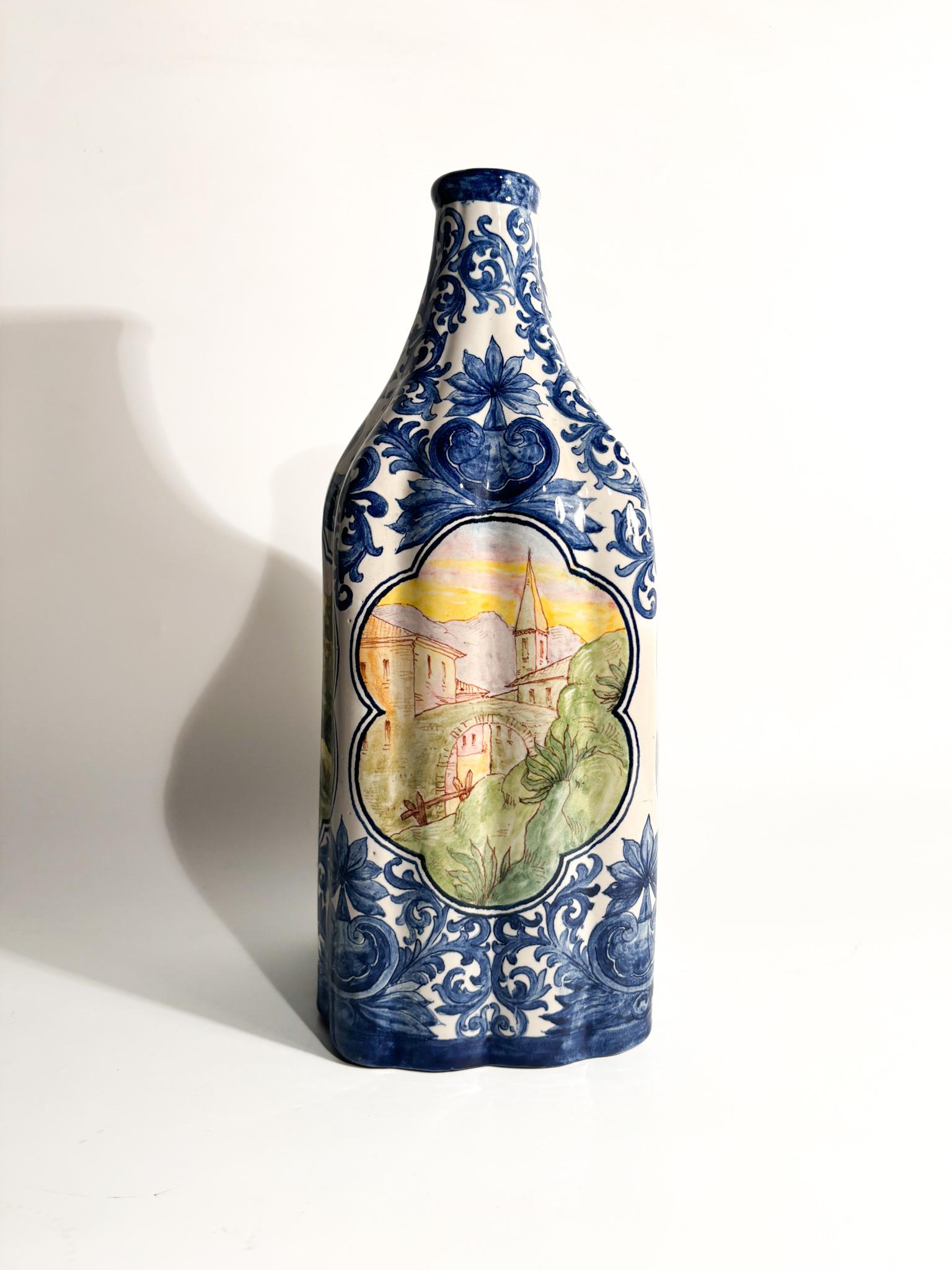 Céramique Vase en céramique de Savona peint à la main des années 1940 en vente