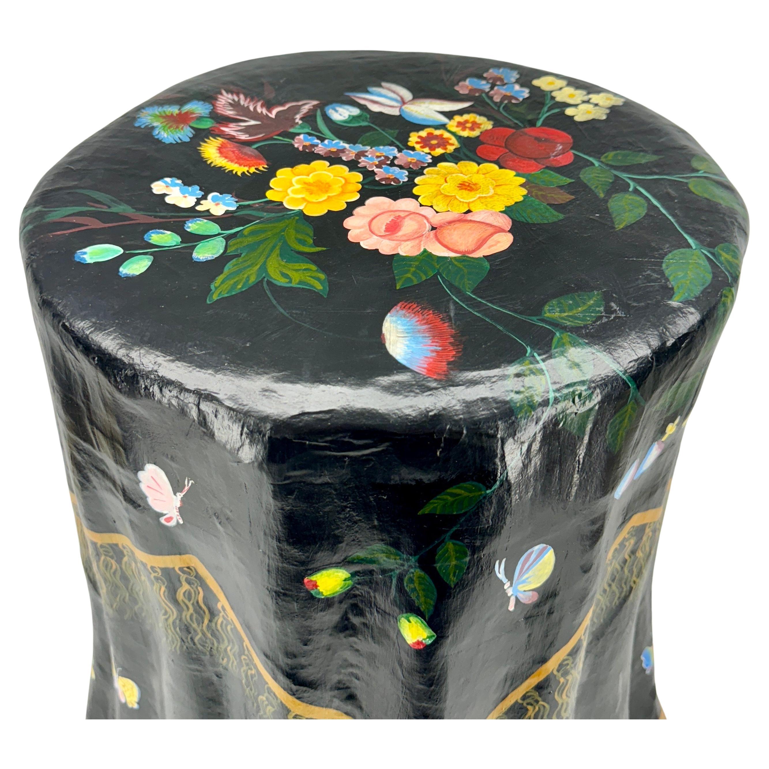 Mid-20th Century Hand-Painted Scalloped Paper Mache Side Table