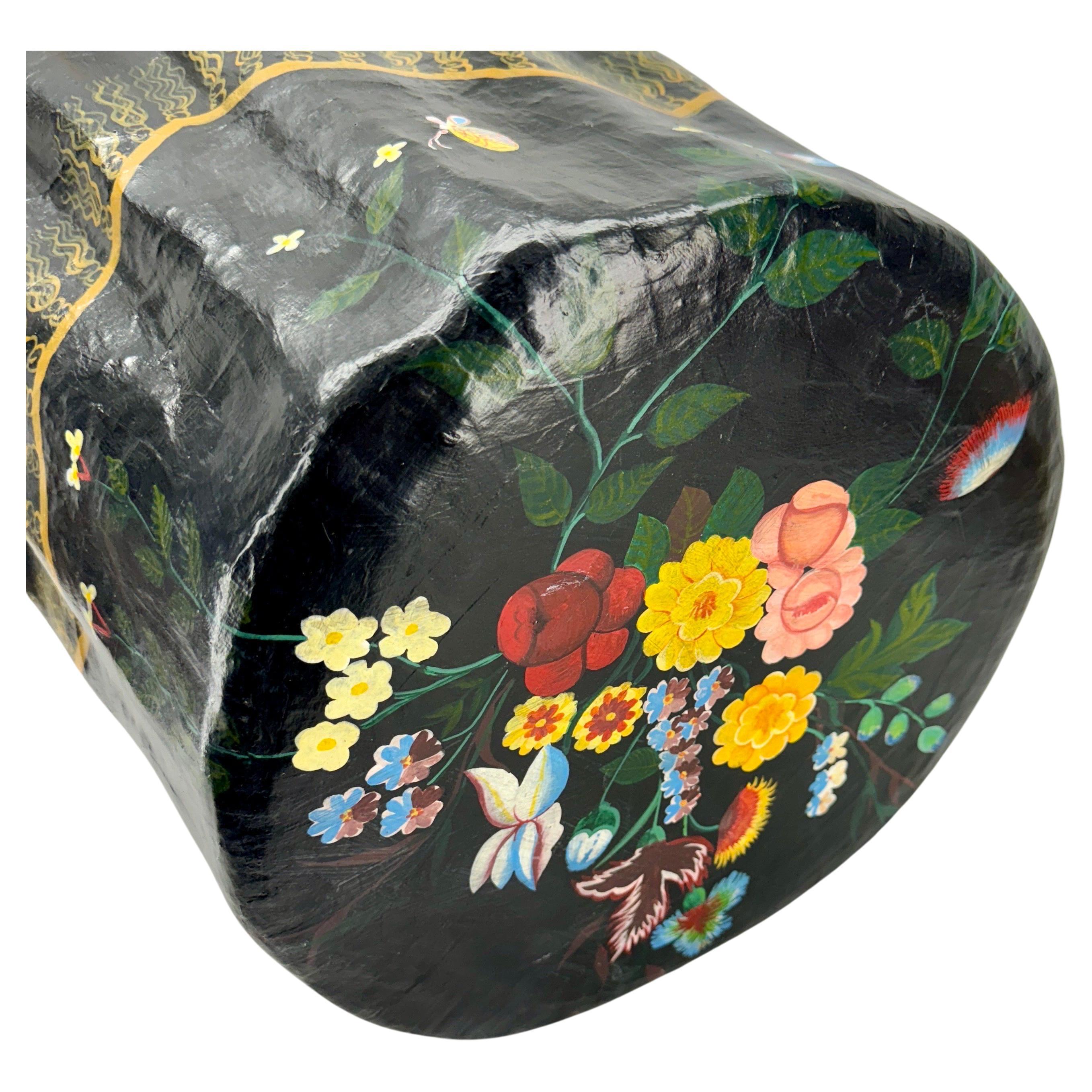 Hand-Painted Scalloped Paper Mache Side Table 2