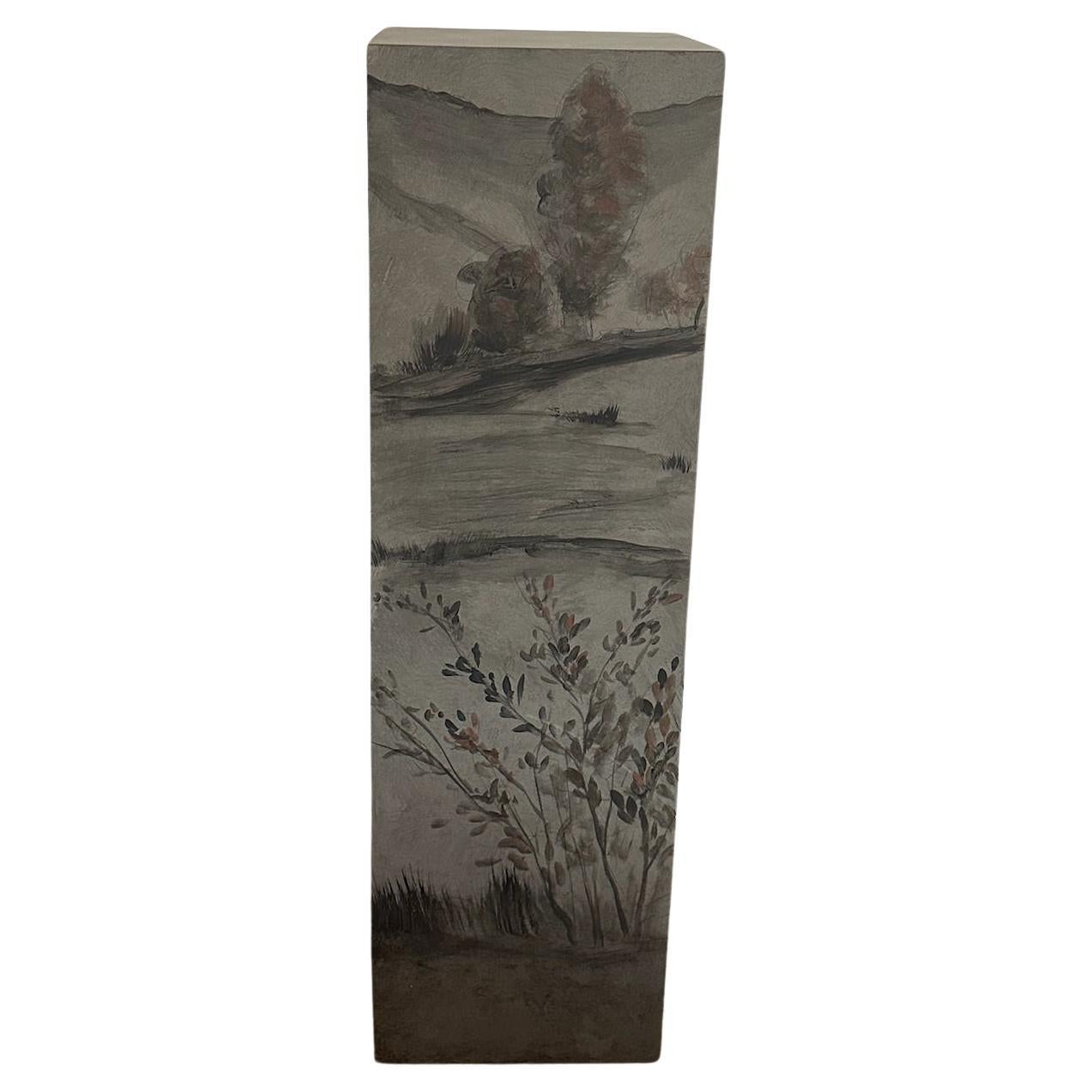 Custom Hand-Painted Scenic Pedestal For Sale