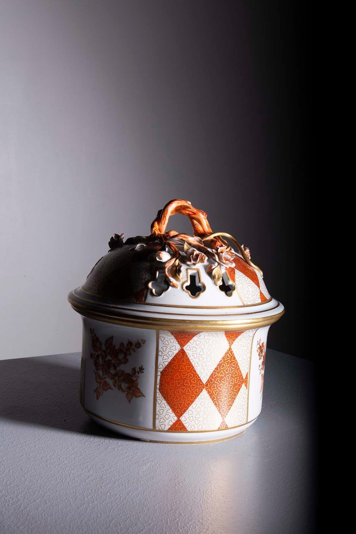 French Hand-Painted Sèvres Porcelain Biscuit Jar with Marking For Sale