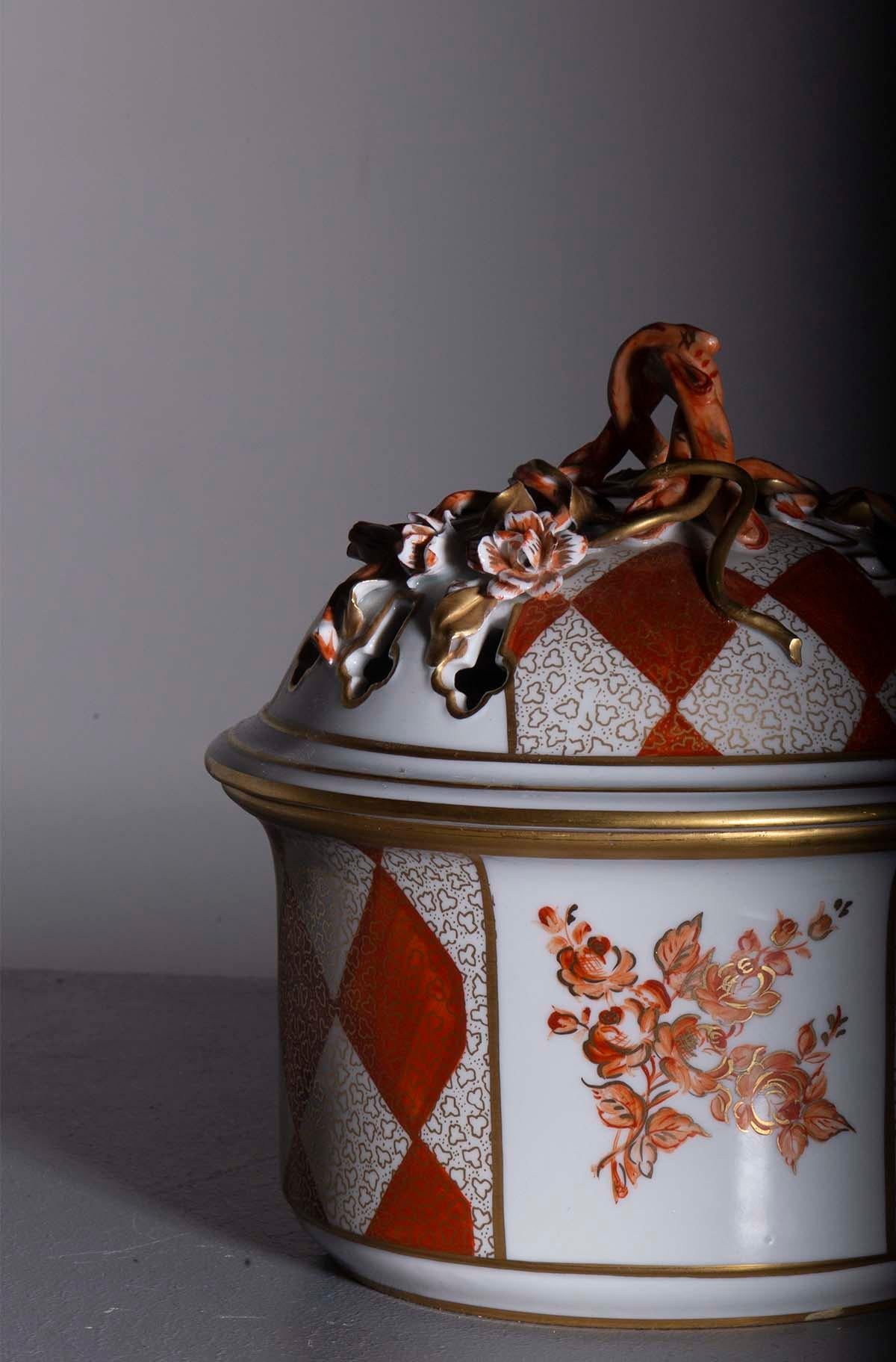 Hand-Painted Sèvres Porcelain Biscuit Jar with Marking For Sale 3