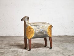 Hand-painted "sheep" chest by Gerard Rigot, France, 1980's