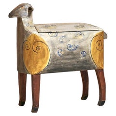 Hand-painted "sheep" chest by Gerard Rigot, France, 1980's