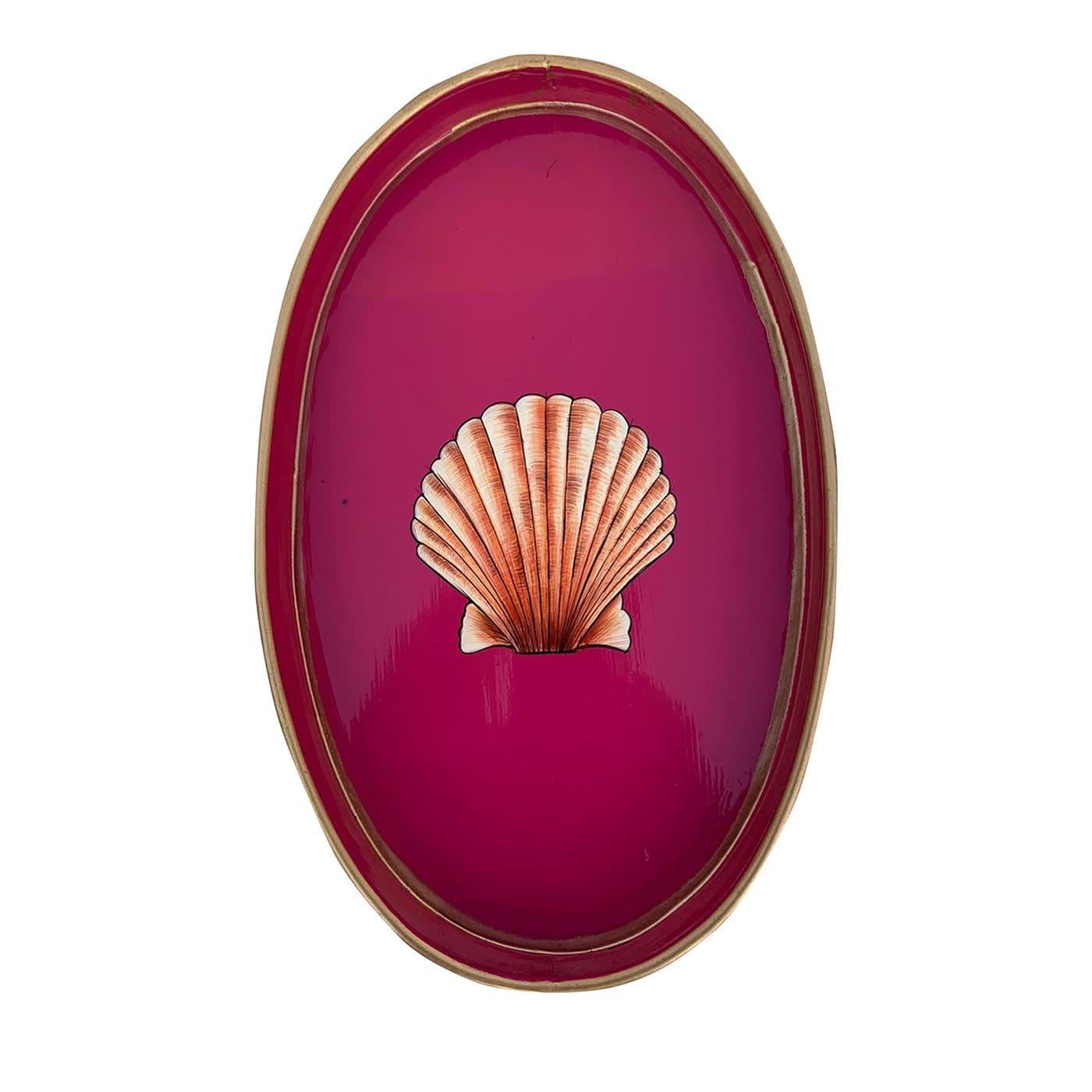 Fer Hand-Painted Shell Iron Tray en vente
