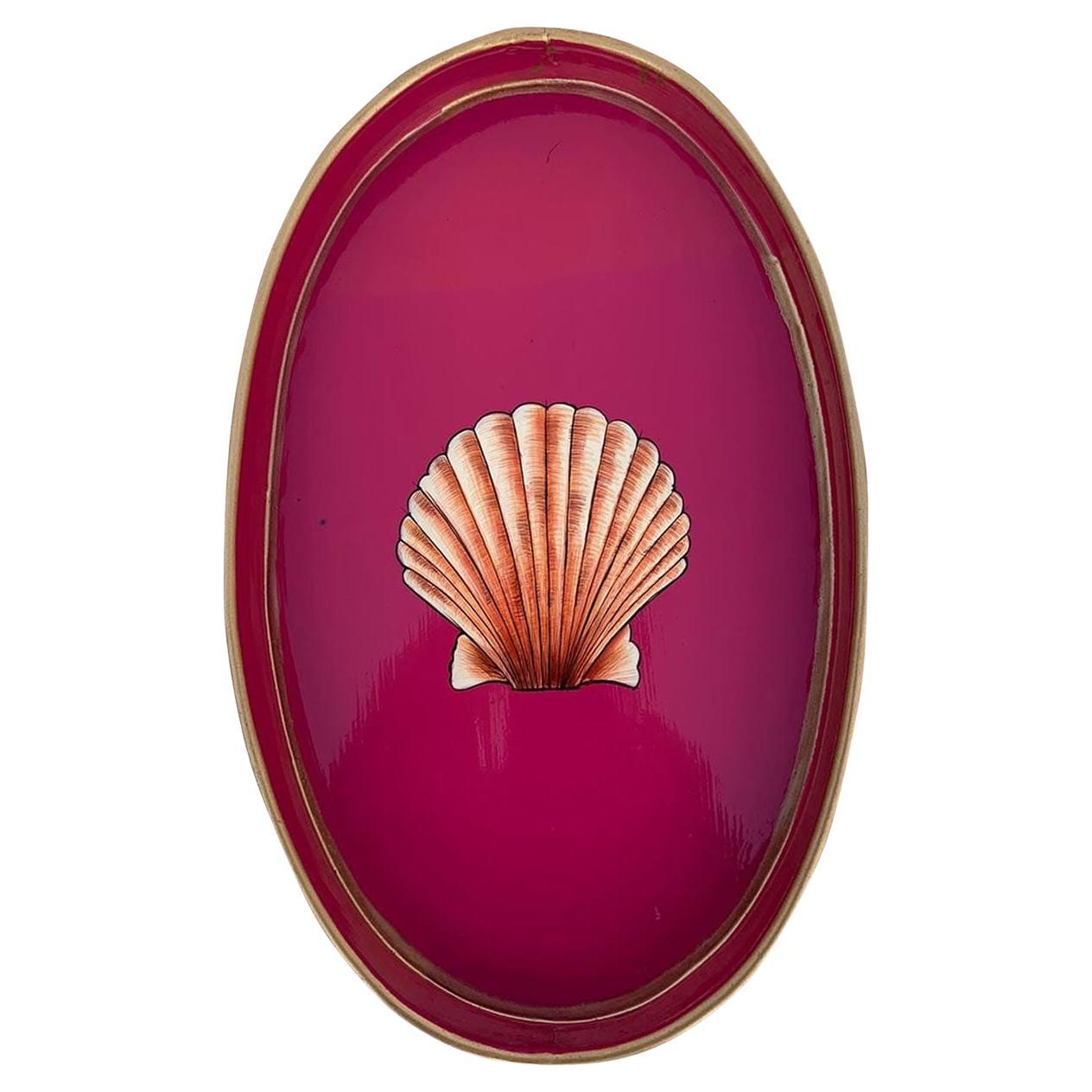 Hand-Painted Shell Iron Tray en vente