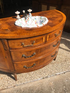 Hand Painted Sherle Wagner Sink in an Antique Demilune Console