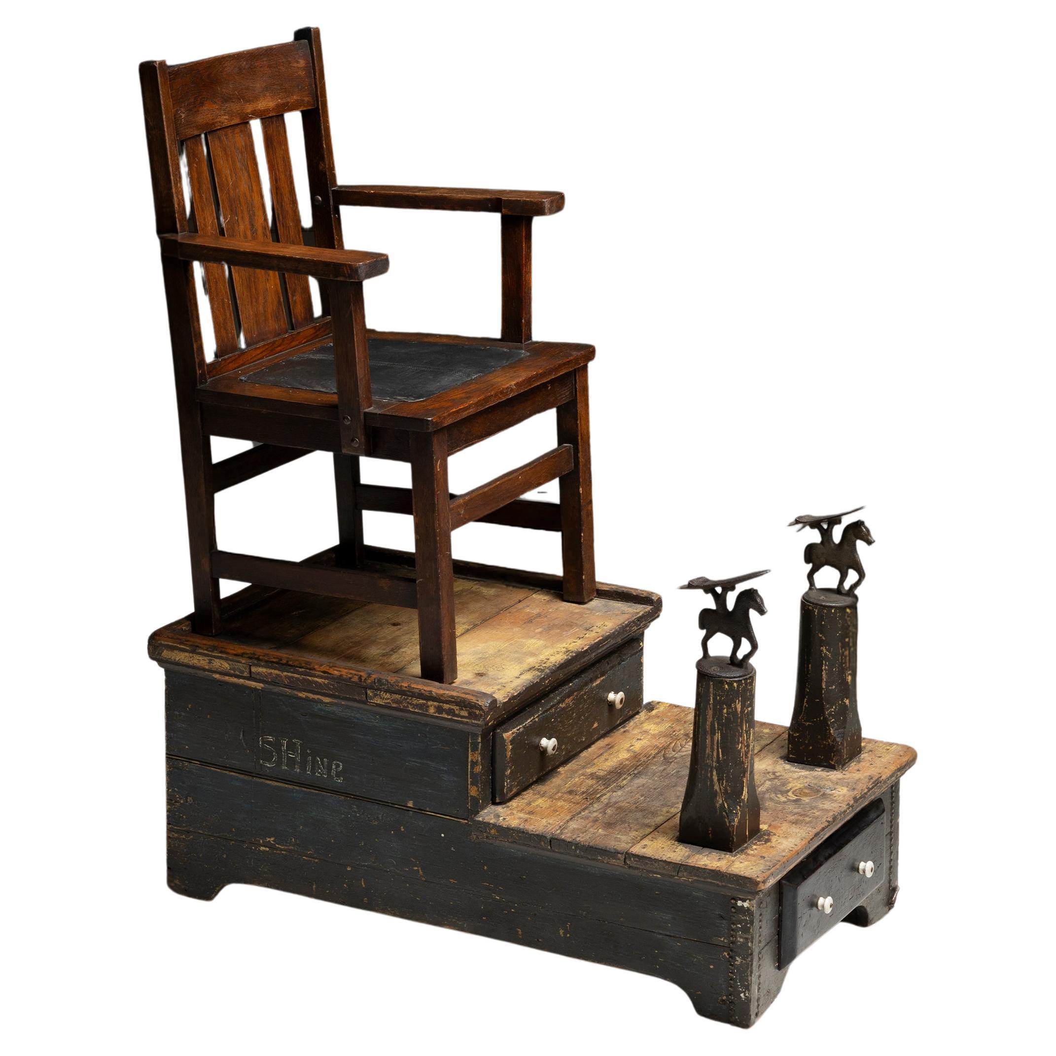Hand Painted Shoe Shine Chair For Sale