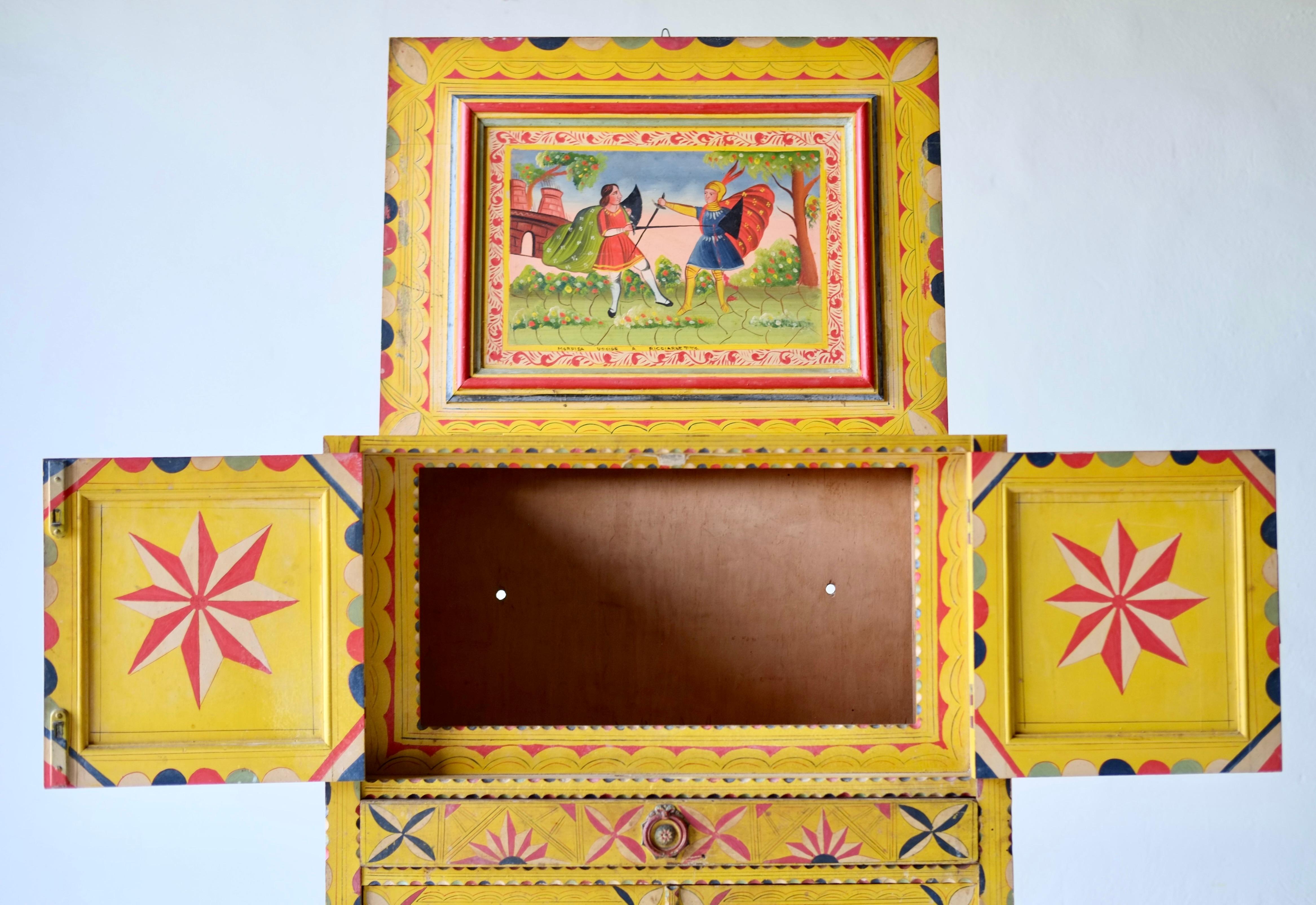Hand Painted Sicilian Folk Art Cabinet, Circa 1900 For Sale 6
