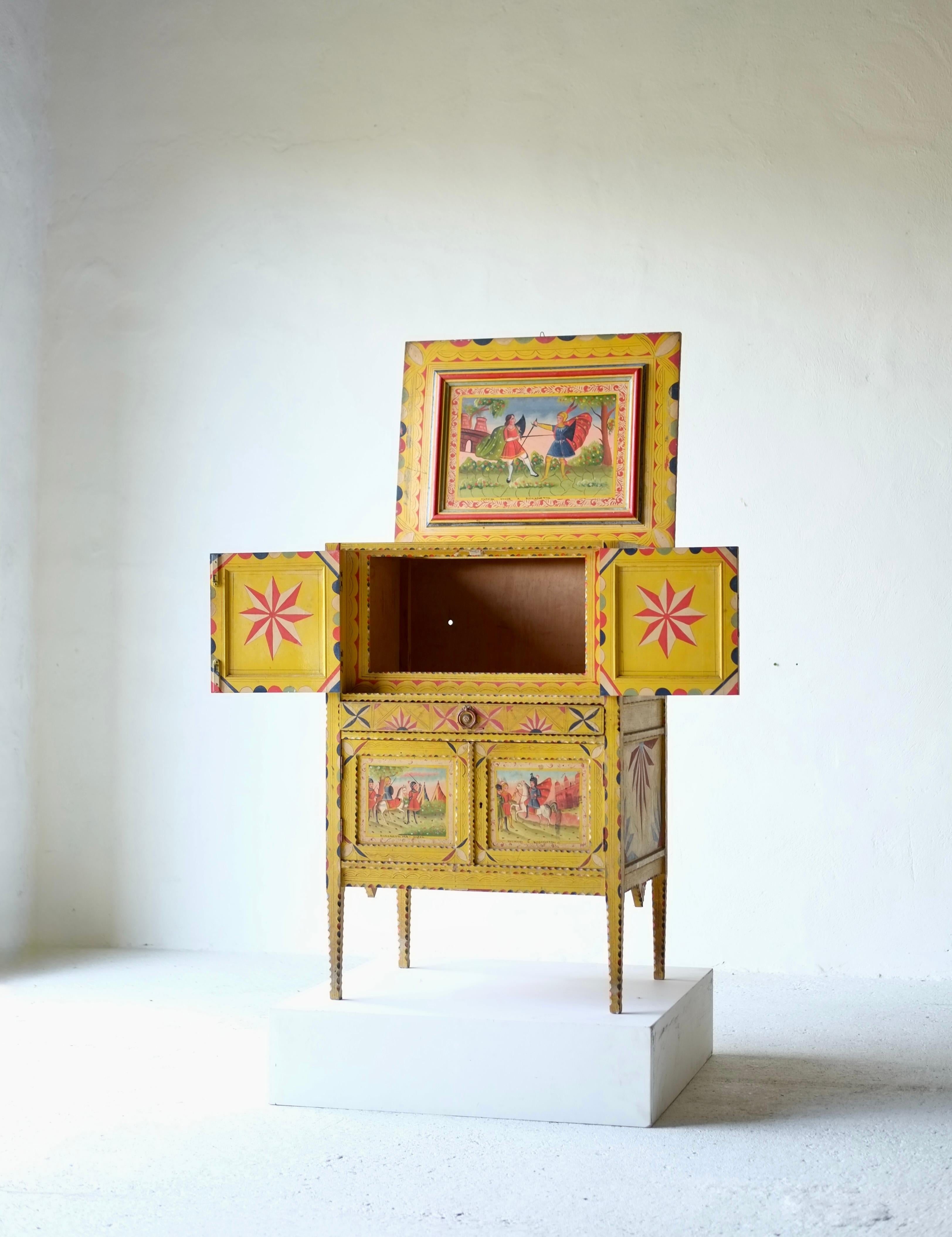 Hand Painted Sicilian Folk Art Cabinet, Circa 1900 For Sale 7