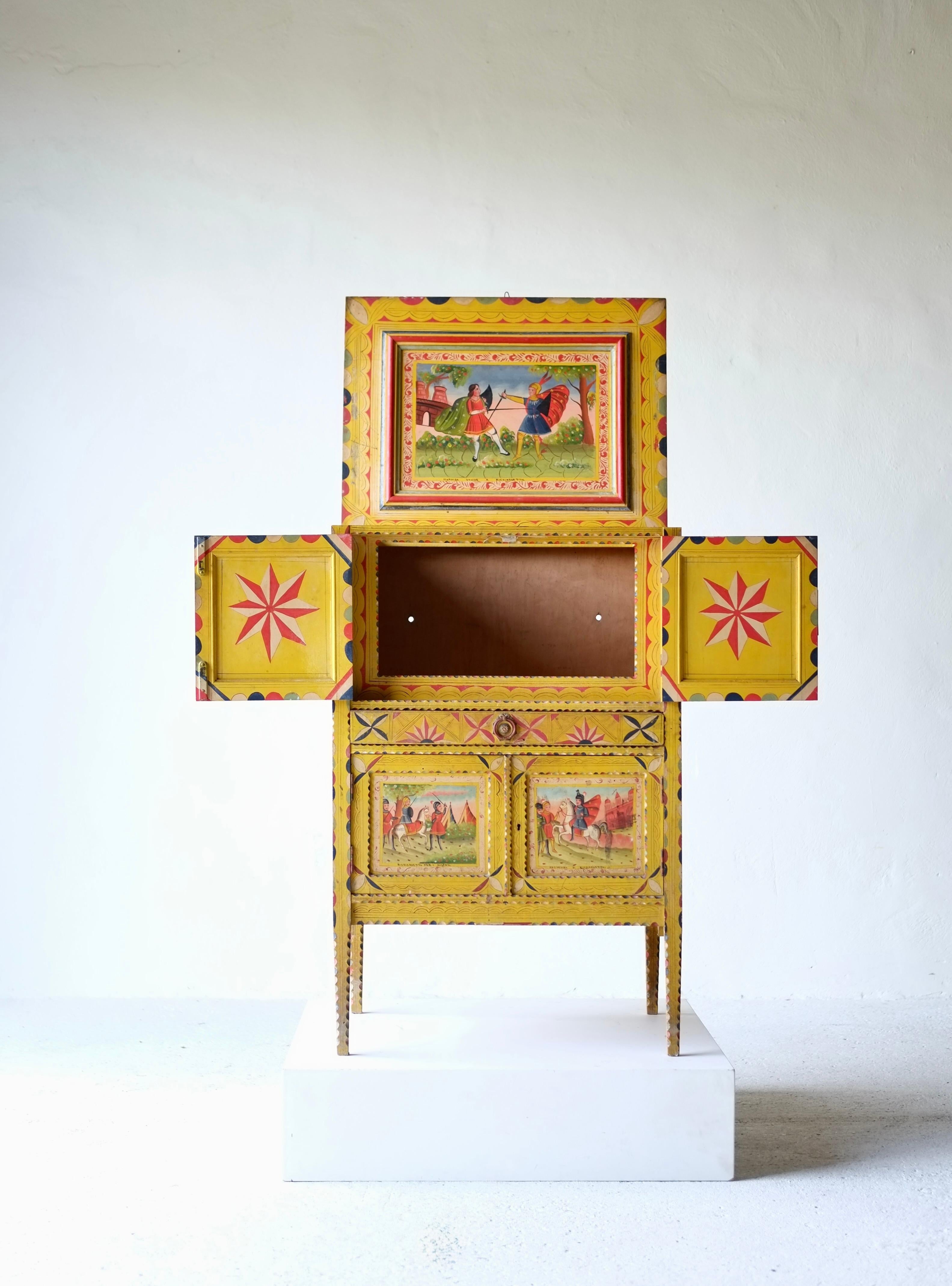 Hand Painted Sicilian Folk Art Cabinet, Circa 1900 For Sale 8