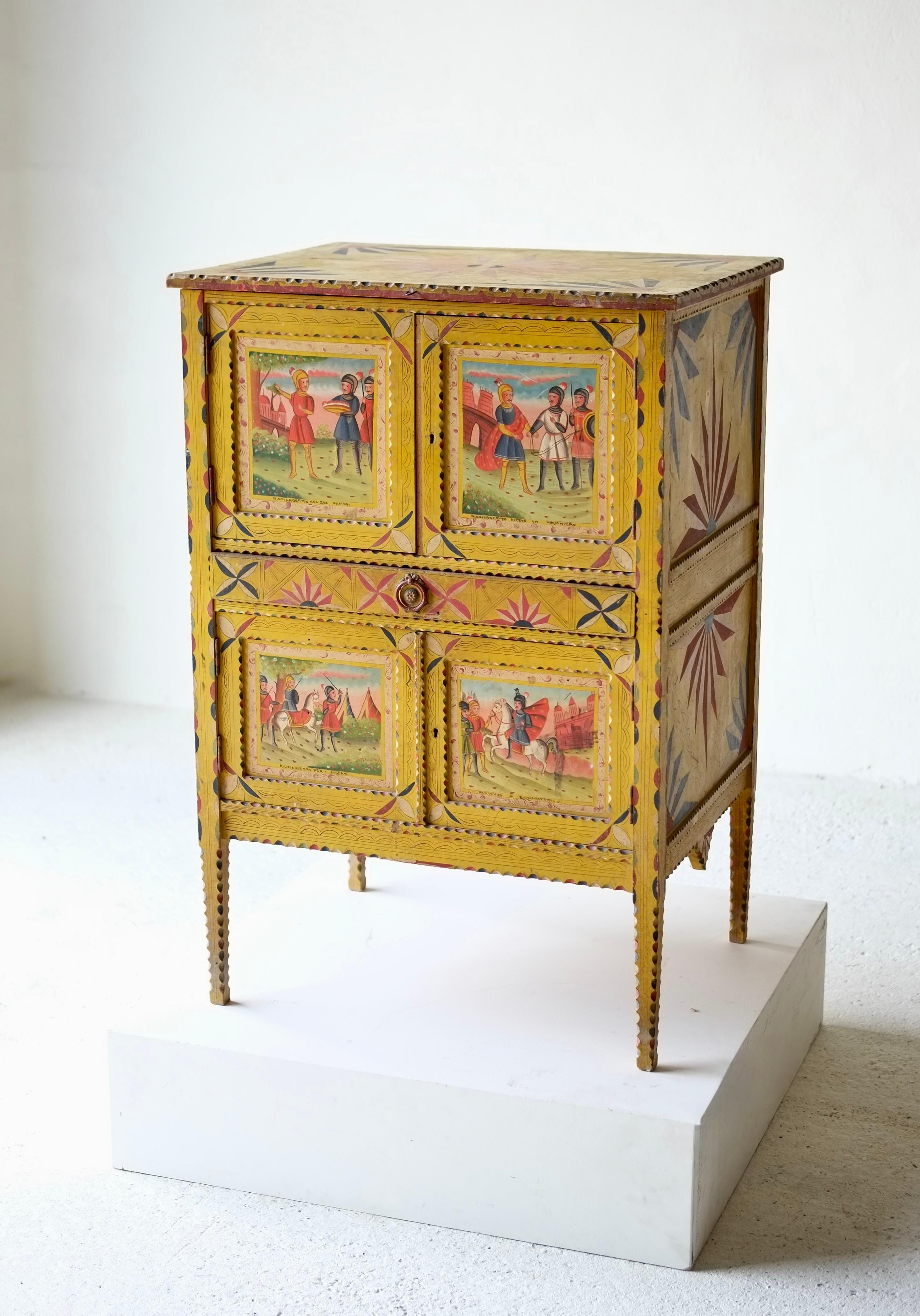 Hand Painted Sicilian Folk Art Cabinet, Circa 1900 For Sale 9