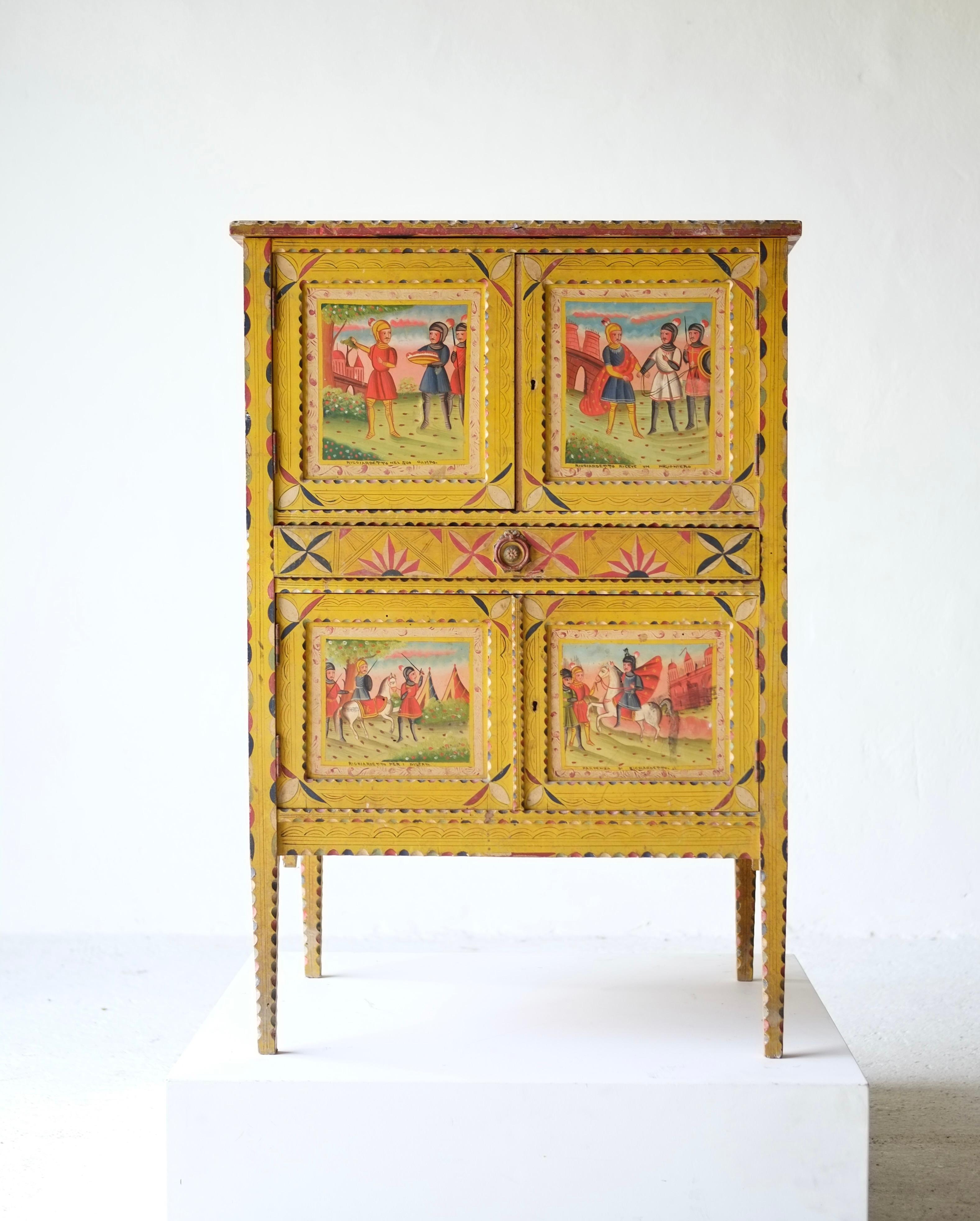 Hand Painted Sicilian Folk Art Cabinet, Circa 1900 For Sale 10