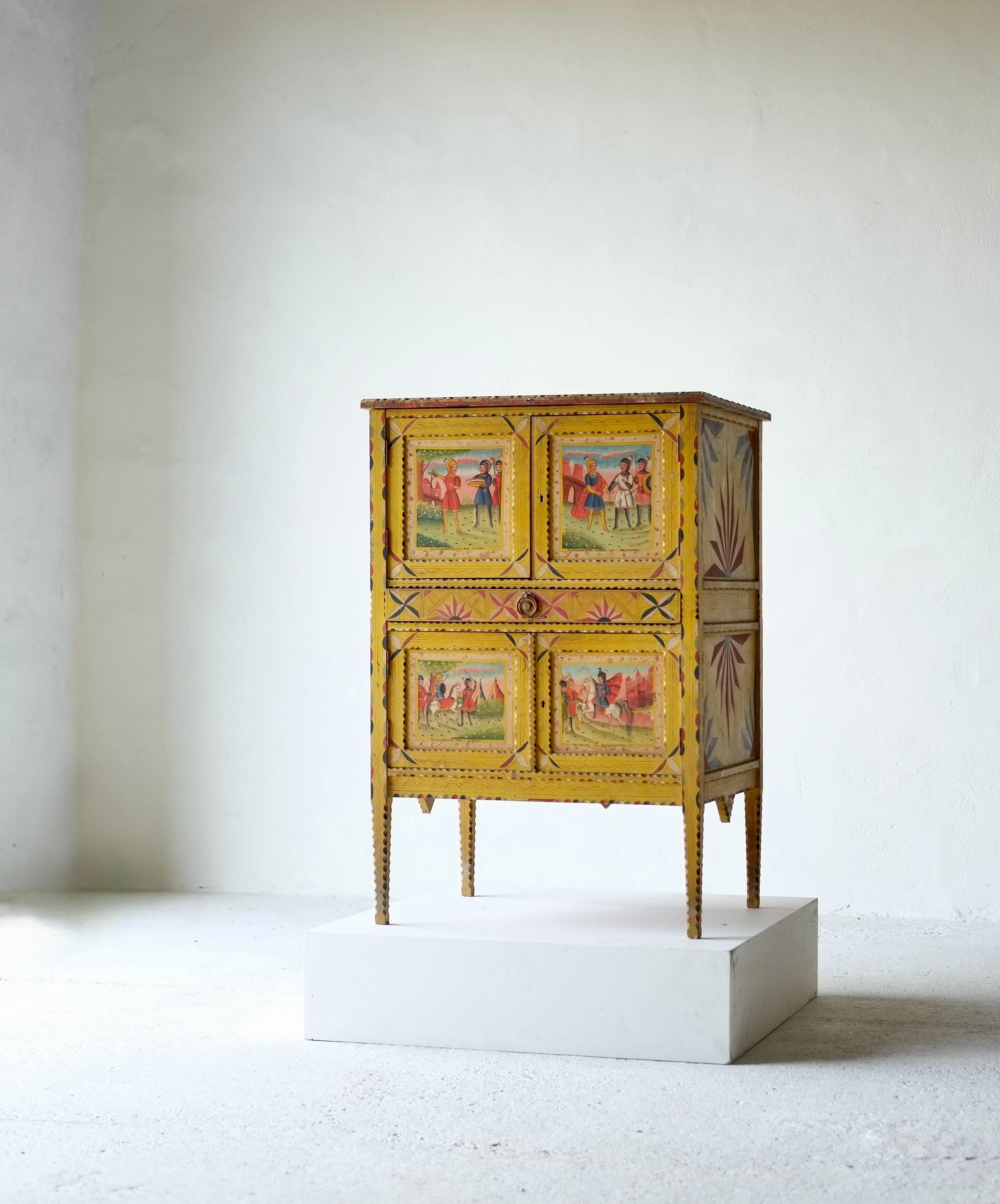 Hand Painted Sicilian Folk Art Cabinet, Circa 1900 For Sale 11
