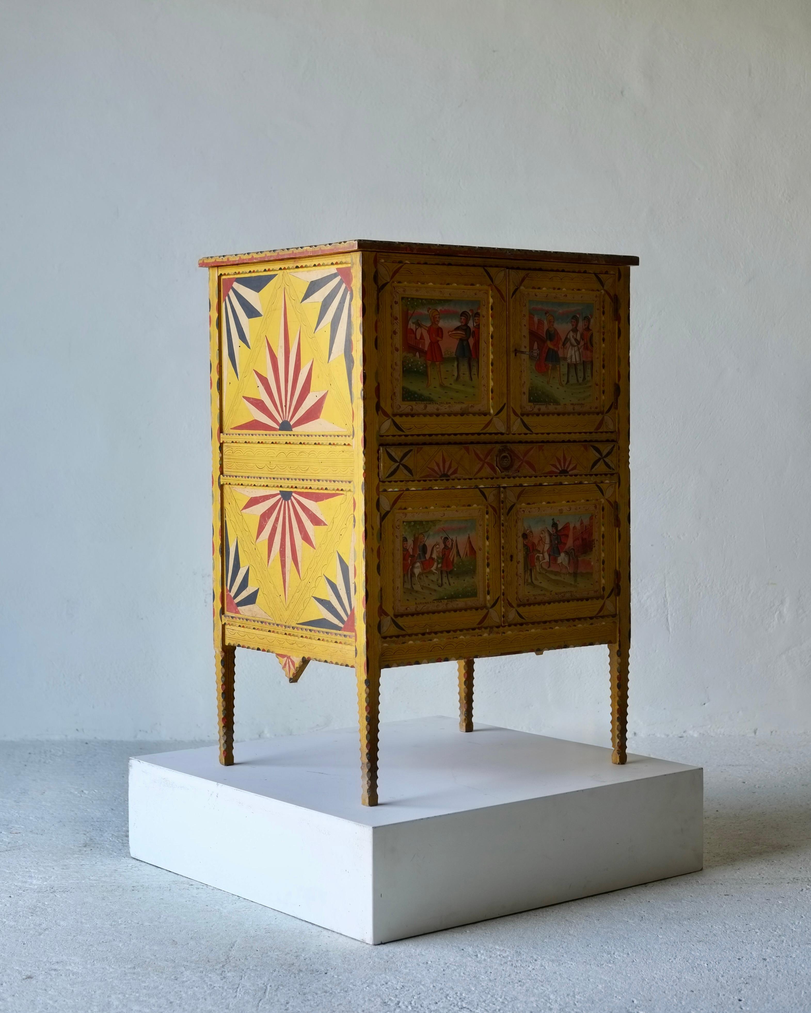 Hand Painted Sicilian Folk Art Cabinet, Circa 1900 For Sale 3