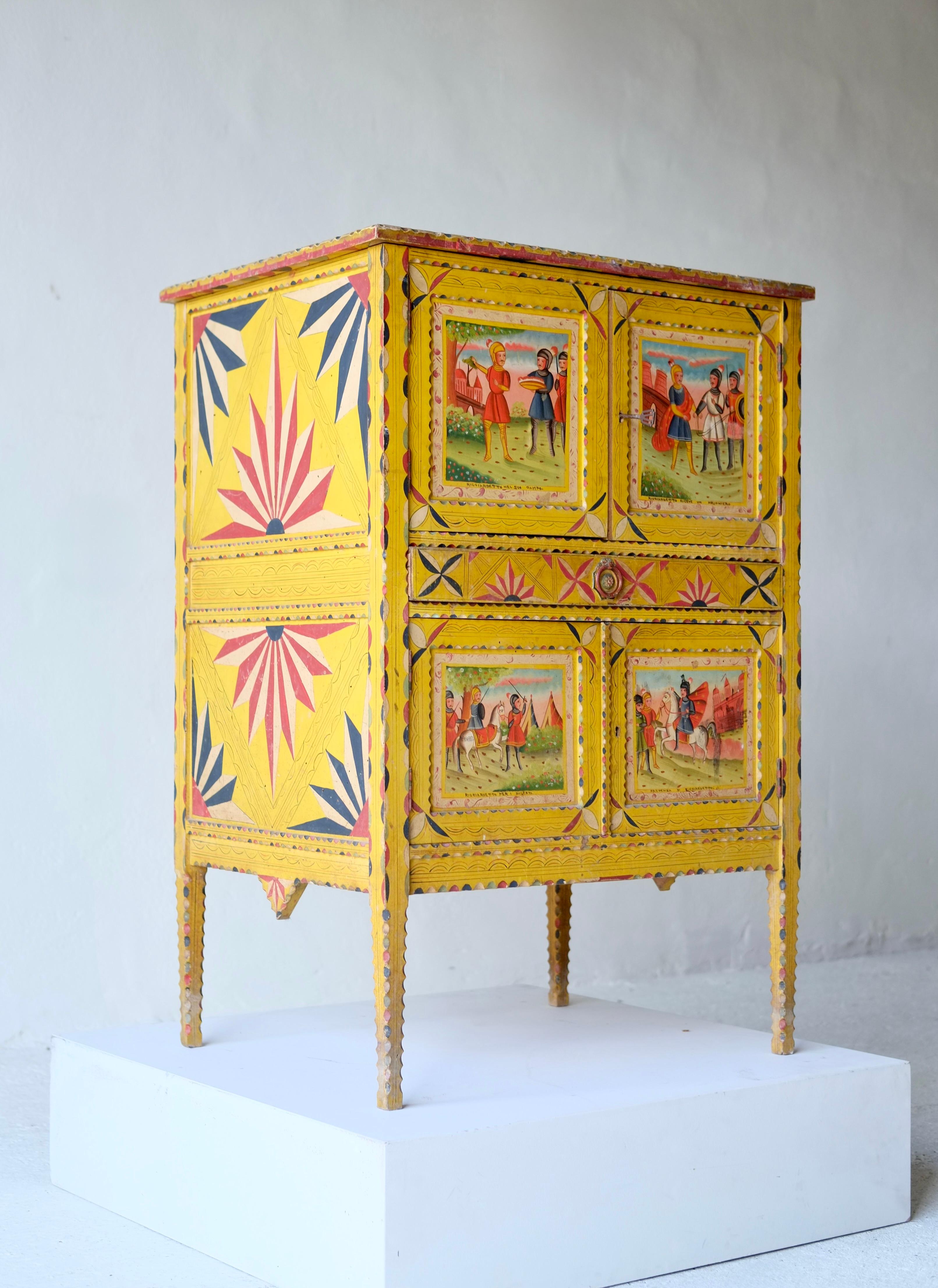 Hand Painted Sicilian Folk Art Cabinet, Circa 1900 For Sale 4