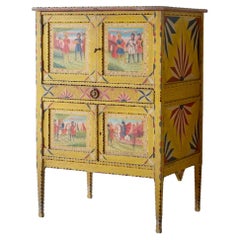 Hand Painted Sicilian Folk Art Cabinet, Circa 1900