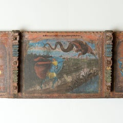 Hand Painted Sicilian Folk Art Cart Panel, St George and the Dragon 19th Century