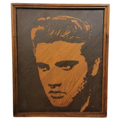Vintage Hand Painted Sign Sillhouette of Elvis Presley