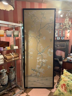 Pannello di seta dipinto a mano montato, Can può essere usato come porta