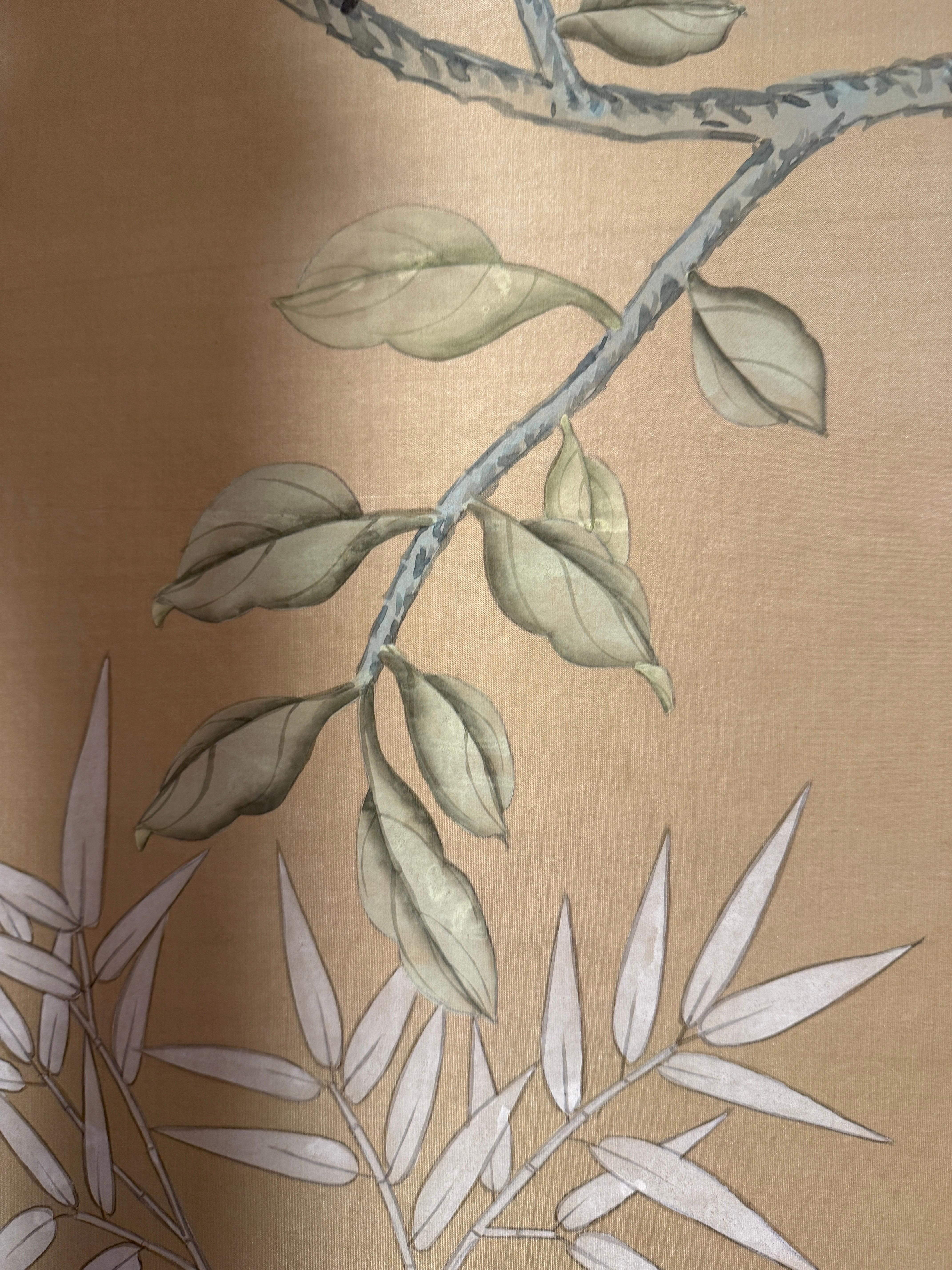 Unknown Hand Painted Silk Panel Mounted, Could be used as a door For Sale