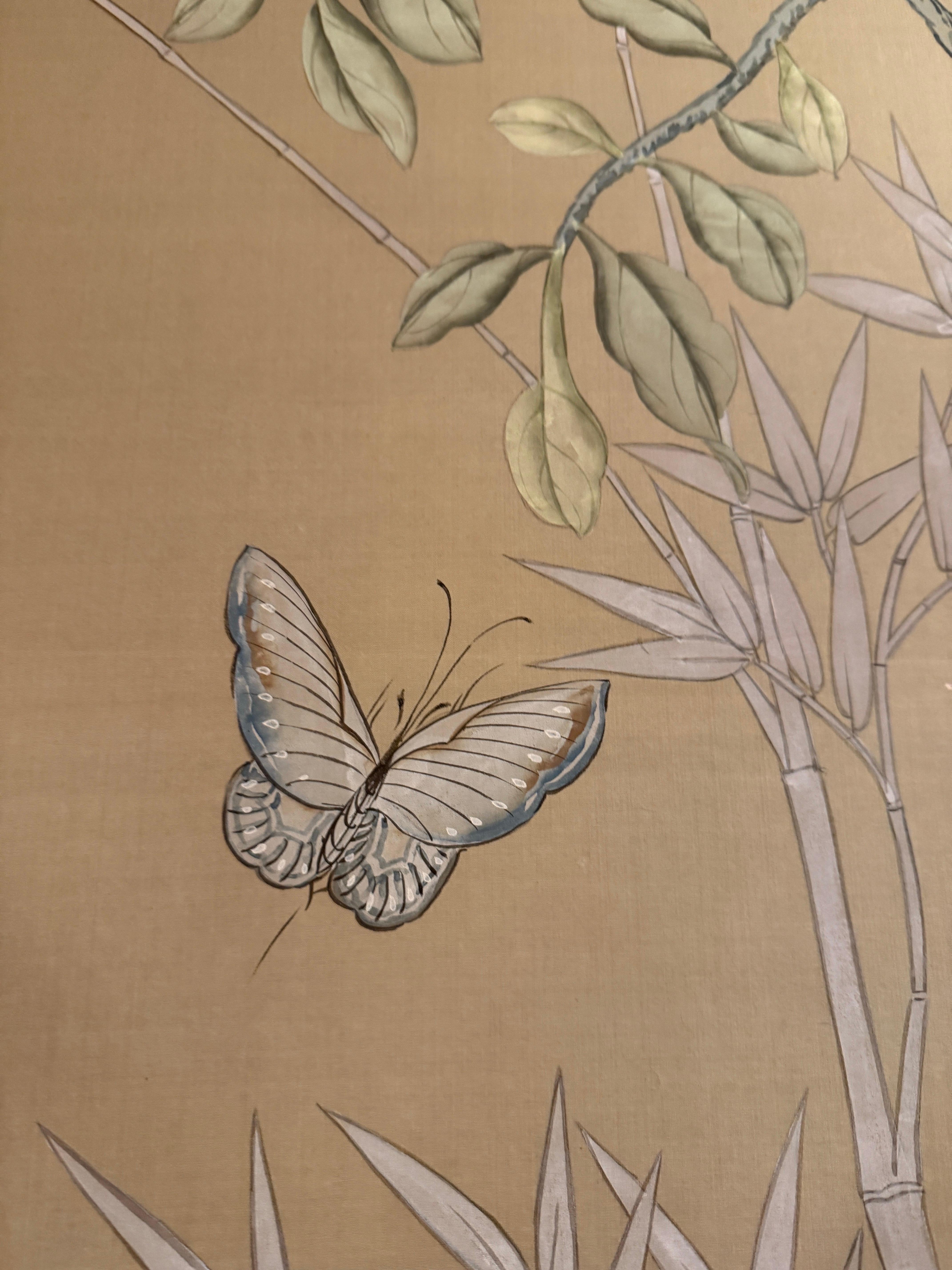 Hand Painted Silk Panel Mounted, Could be used as a door For Sale 1