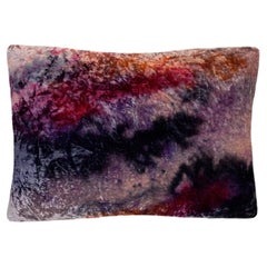 Cuscino in velluto di seta dipinto a mano, motivo astratto n. 3, rosa, lilla e blu