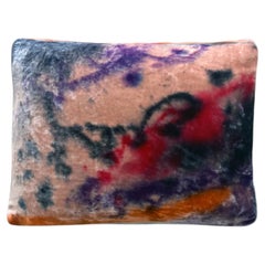 Hand Painted Silk Velvet Pillow, Abstract No.4, Peach Pink & Navy