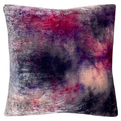 Hand Painted Silk Velvet Pillow, Abstract Pattern No.2, Pink Lilac & Navy