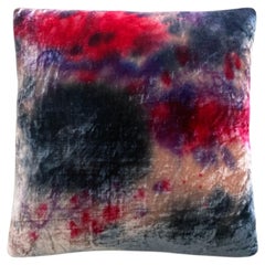 Hand Painted Silk Velvet Pillow, Abstract Pattern No.2, Pink Lilac & Navy