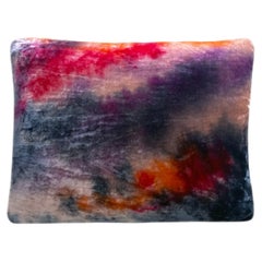 Hand Painted Silk Velvet Pillow, Abstract Pattern No.3, Pink Lilac & Navy