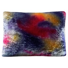 Cuscino in velluto di seta dipinto a mano, Crepuscolo astratto, 12 x 16