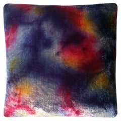 Cuscino in velluto di seta dipinto a mano, Crepuscolo astratto, 18 x 18
