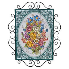 Hand-Painted Spanish Ceramic Tile Mural by Sevillarte