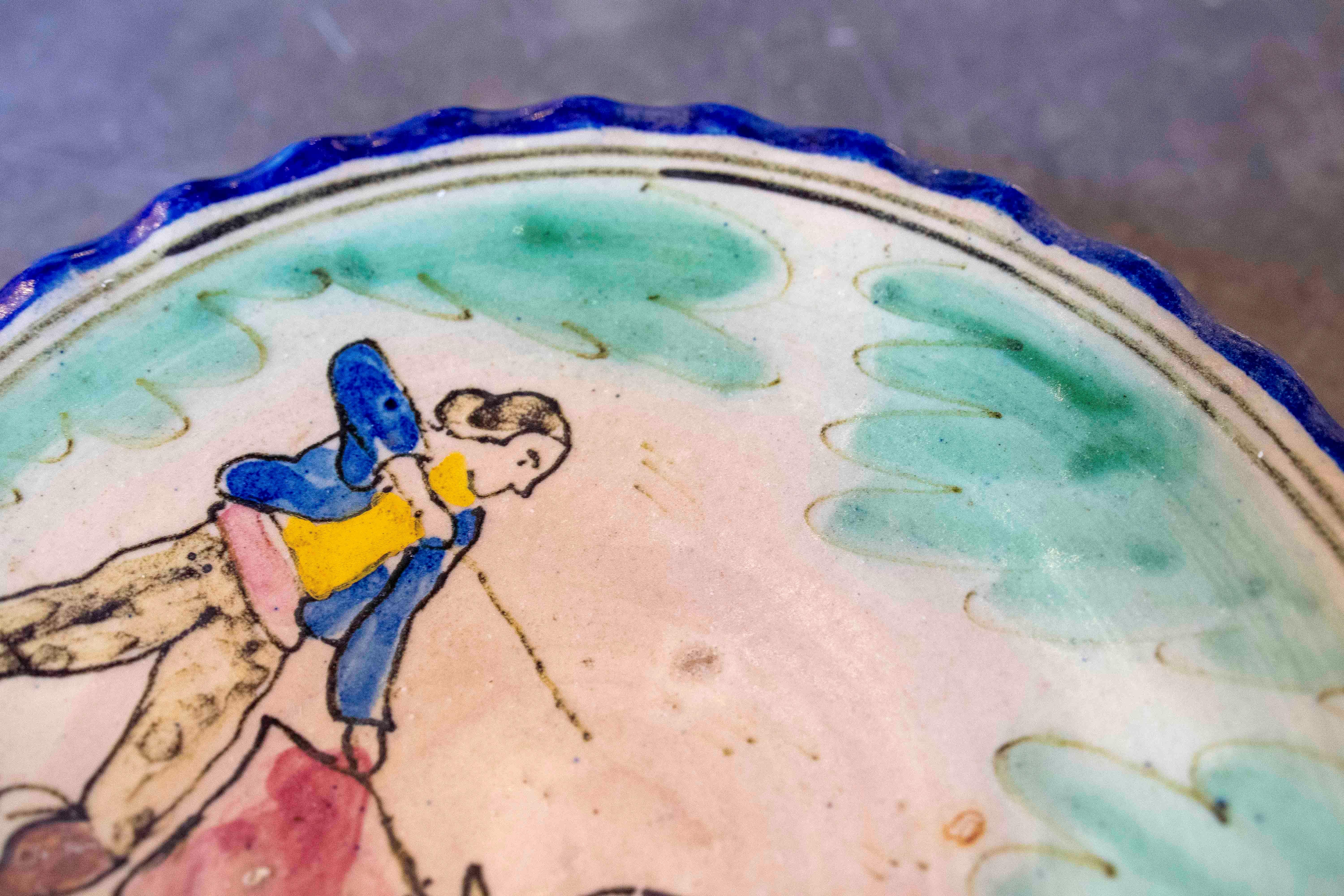 Plato Decorativo Español Pintado a Mano del Puente del Arzobispo Esmaltado Cerámico en venta