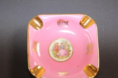 Hand-Painted Square Porcelain Ashtrays Bavaria, Germany